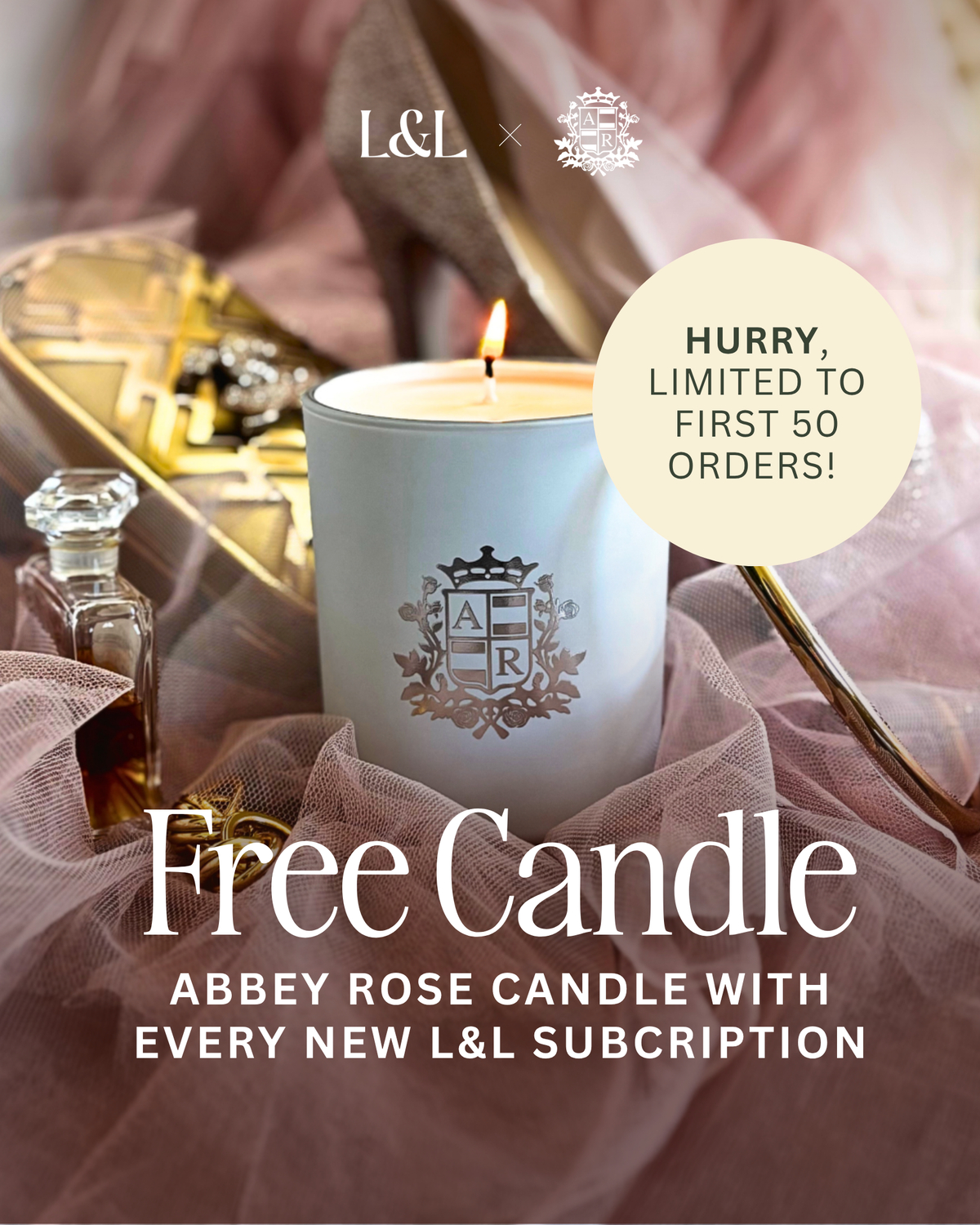 Free Candle! L&L Annual Membership (4 issues) + Abbey Rose Candle - 50 only!